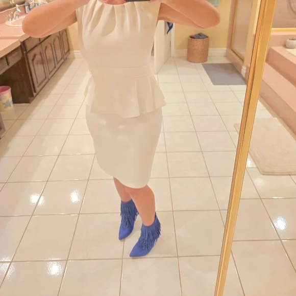 Womens size 6 sense white fitted Sleeveless dress - Picture 5 of 14